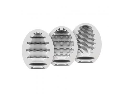 Zestaw 3 jajek masturbacyjnych Satisfyer Riffle Bubble Fierce TPE 6 5 cm - 2