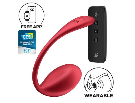 Jajko wibrujące Satisfyer Shiny Petal czerwone z aplikacją - 2