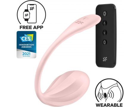 Jajko wibrujące prążkowane Satisfyer Ribbed Petal różowe USB z aplikacją - 2