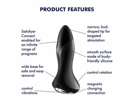 Wibrujący rotacyjny korek analny Satisfyer Plug 1 Connect App czarny - 3