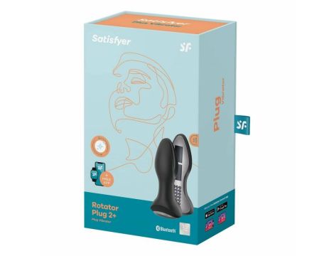 Silikonowy korek analny wibrujący rotacyjny Satisfyer 2 Connect App czarny