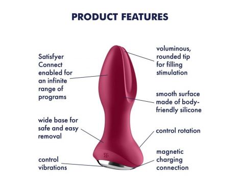 Korek analny wibrujący Satisfyer Rotator Plug 2 Connect App fioletowy - 8