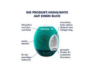 Masturbator jajko Satisfyer EGGCITED hydroaktywny ciemnozielony biały