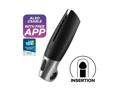 Masturbator wibracyjny Satisfyer Power silikonowy czarny srebrny USB - 5