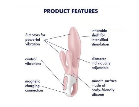 Wibrator króliczek nadmuchiwany Satisfyer Air Pump Bunny 3 różowy USB - 4