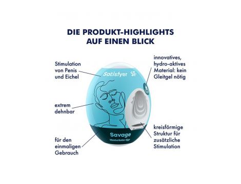 Jajko masturbator hydroaktywne Satisfyer Savage jasnoniebieskie - 2