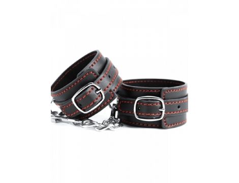 Black Leather Wrist Cuffs - 2