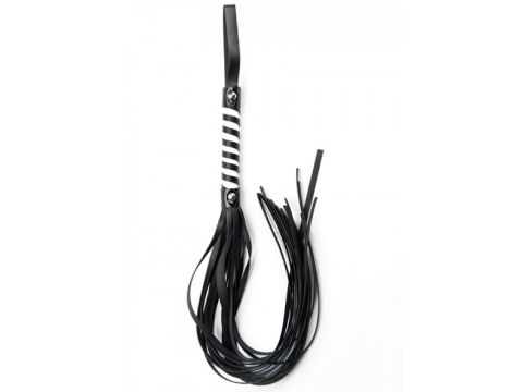 Black White Long Stripe Flogger - 3
