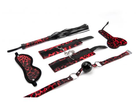5 Pieces Leopard Bondage Set - 3