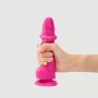 Dildo realistyczne Strap on me z przesuwaną skórą fuksjowe L - 3