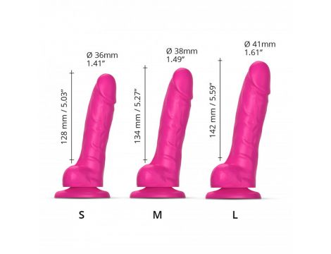 Dildo realistyczne z przesuwaną skórą Strap-on-me fuksja 17 cm - 7