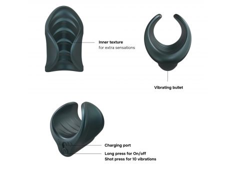 Masturbator wibrujący Man.wand silikonowy 10 trybów 8,5 cm - 4
