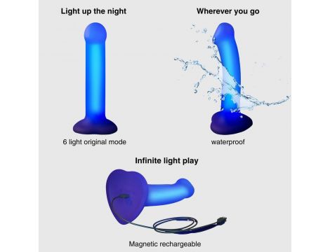 Dildo realistyczne LED fioletowe Straponme 18 cm M - 3