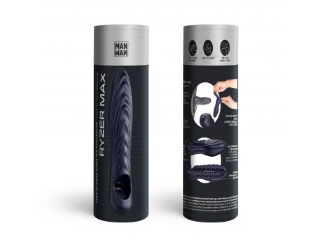 Przedłużka silikonowa Ryzer Max Man.wand black plum 18 cm - 5