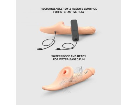 Realistyczne dildo Strap on me L waniliowe z pilotem - 3
