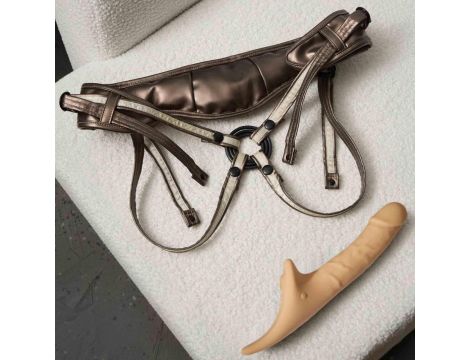 Realistyczne dildo Strap on me L waniliowe z pilotem - 6