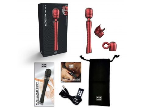 Masażer wibracyjny Man.wand Edgy czerwony silikonowy 30 cm - 3