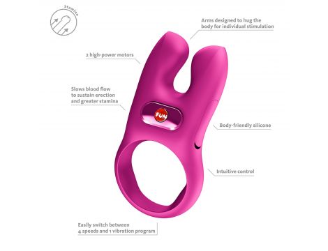 Pierścień erekcyjny wibrujący Fun Factory Nos różowy podwójny USB - 6
