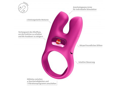 Pierścień erekcyjny wibrujący Fun Factory Nos różowy podwójny USB - 7
