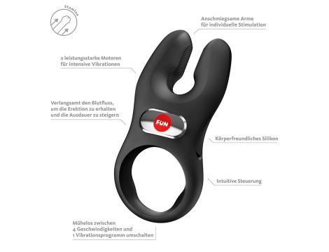 Pierścień erekcyjny wibrujący Nos XL Fun Factory czarny silikonowy USB - 3