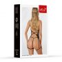 Erotyczne body siatkowe z ekoskórą i nitami SoftLine czarny 3XL - 6