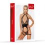 Siatęczkowe body erotyczne z ekoskóry SoftLine czarne 2XL - 2
