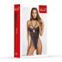 Koronkowe body erotyczne z obrożą SoftLine niebiesko czarne 2XL - 2