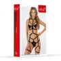 Zestaw bielizny koronkowej z uprzężą biustonosz stringi SoftLine czarny 3XL - 4