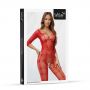 Bodystocking siateczkowy geometryczny czerwony SoftLine 2037 One Size - 4