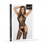 Bodystocking koronkowy z sznurowaniem SoftLine 2066 czarny one size - 2