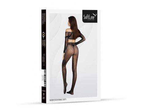 Bodystocking siateczkowy SoftLine 2071 czarny One size - 2