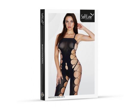 Bodystocking 2072 czarny futurystyczny z wycięciami SoftLine One size - 3