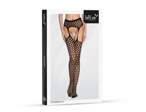 Pończochy kabaretki z dużymi oczkami SoftLine 4013 czarne one size