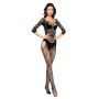 Bodystocking siateczkowy kwiatowy czarny S/L SoftLine - 5