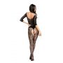 Bodystocking siateczkowy kwiatowy czarny S/L SoftLine - 2