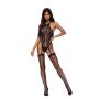 Bodystocking SoftLine Collection z kwiatowym wzorem czarny S/L - 5