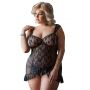 Koszulka babydoll Bianca koronkowa siateczkowa czarna 4XL - 3