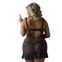 Koszulka babydoll Bianca koronkowa siateczkowa czarna 4XL - 2
