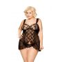 Koszulka baby doll koronkowa siateczkowa Bianca SoftLine czarna 2XL - 2