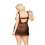 Koszulka baby doll koronkowa siateczkowa Bianca SoftLine czarna 2XL - 3