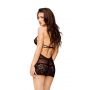 Koszulka baby doll Larisa koronkowa siateczkowa push up czarny S/M SoftLine - 2