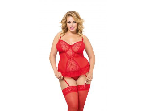 Gorset Dafne SoftLine czerwony 2XL z stringami