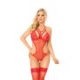Bodystocking Lynn w kropeczki czerwony M/L - 2
