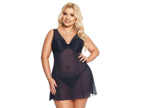 Zmysłowa koszulka babydoll Berta niebieska 3XL SoftLine - 2