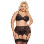 Komplet bielizny koronkowy SoftLine Collection z sznurowaniem czarny XL - 2