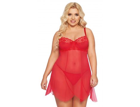 Koszulka babydoll Carla czerwona 3XL SoftLine Collection - 2