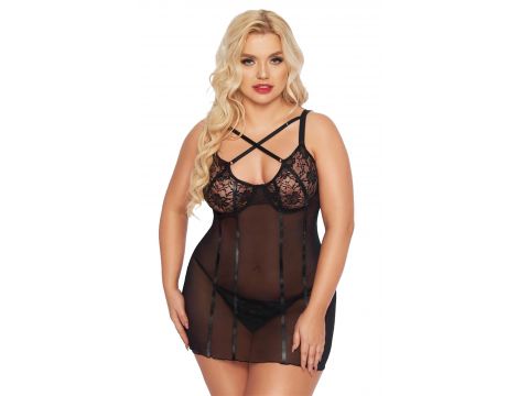 Koszulka erotyczna Cornelia koronkowa SoftLine czarna 2XL - 2