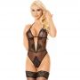 Body siateczkowe wiązane na szyi z open crotch Mona 1911 czarny M/L - 2