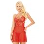 Baby doll Melania siateczkowa koronkowa czerwona M/L SoftLine - 3
