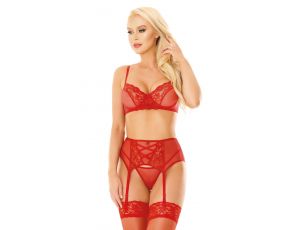 Komplet bielizny erotycznej Selin SoftLine czerwony L